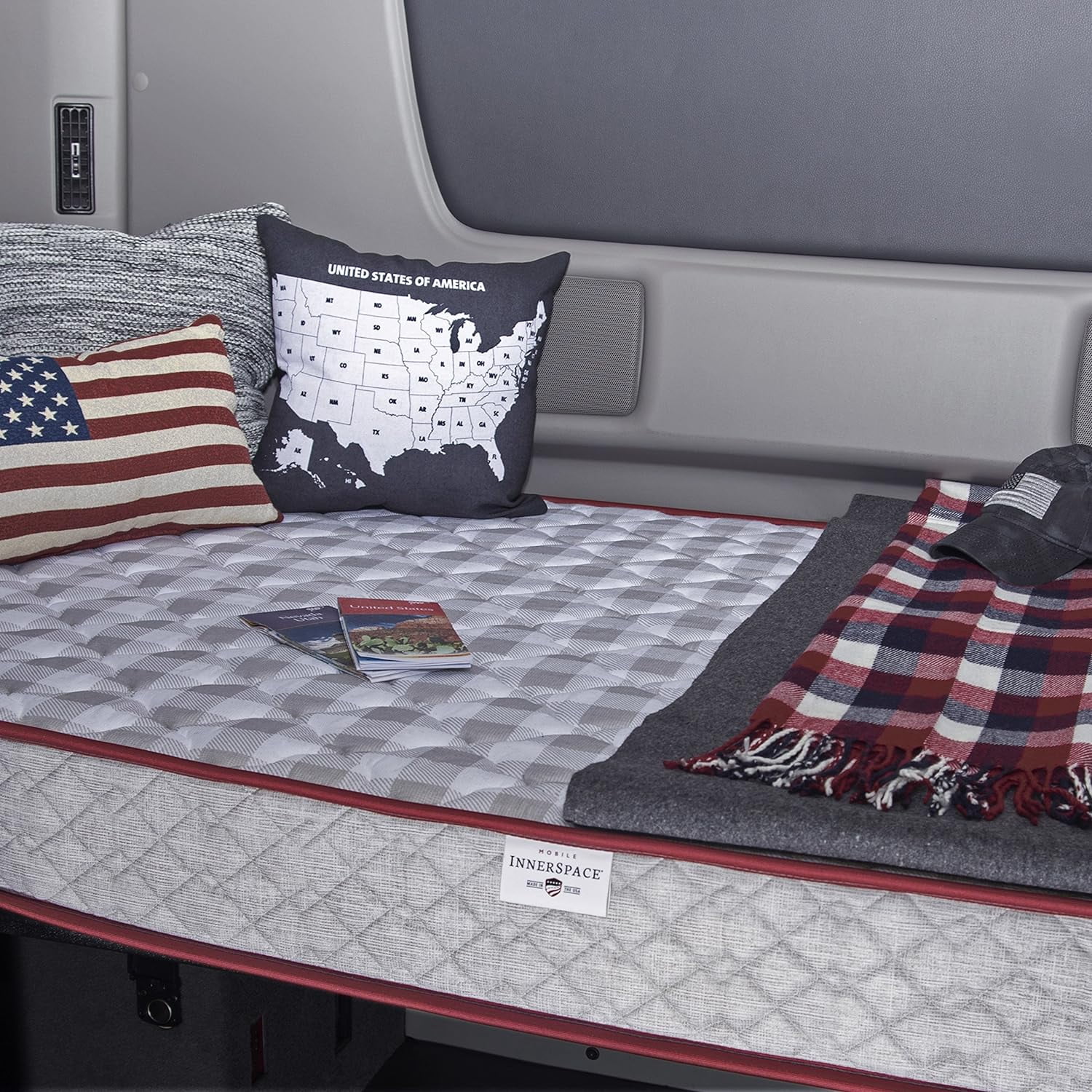TK-3579 Mattress, 35 x 79 x 6.5, Gray Check with/Red Trim