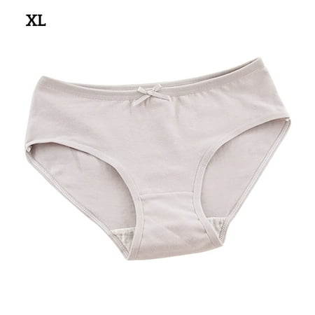 

Dido Women Underwear Breathable Cotton Briefs Solid Color Seamless Middle Waist Panties Gray XL