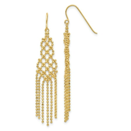 14K Yellow Gold Bead Necklace Chain Earrings (55mm x 11mm)