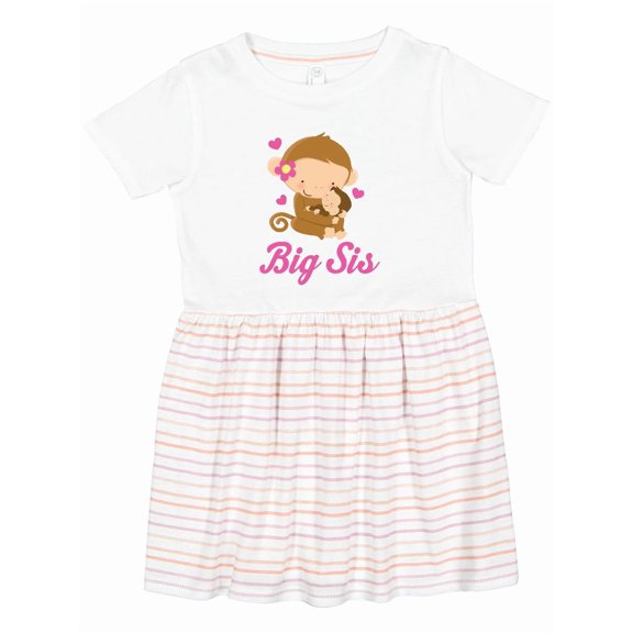 Inktastic Big Sis Monkeys Girls Toddler Dress