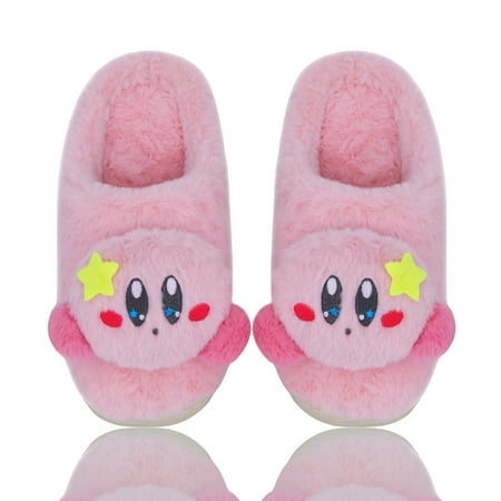 

Roffatide Anime Kirby Pink Fuzzy Slippers House Slippers Closed Toe Open Back Foam Slippers with Rubber Sole for Women Girls 7.5-9