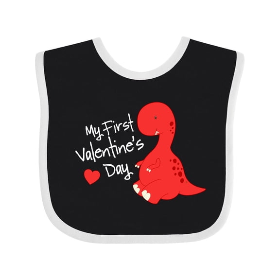 Inktastic My First Valentine's Day Red Dinosaur with a Heart Boys or Girls Baby Bib