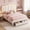 Beige, variant on Hijob Full Size LED Bed Frame for Girls/Kids with Storage Drawers, Velvet Upholstered Platform Bed with Adjustable Headboard, Built in Charging Station, Beige