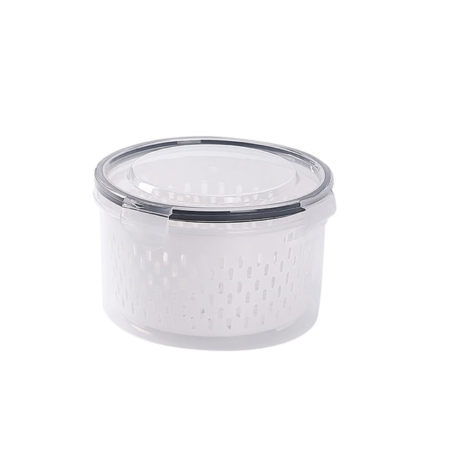 MOPOOR Fruit Containers for Fridge - Leakproof Food Storage Containers with Removable Colander - Dishwasher & microwave safe Produce Containers Keep Fruits, Vegetables, Berry, Meat Fresh longer