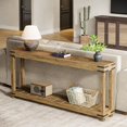 thumbnail image 4 of Tribesigns 70.9" Extra Long 2-Tier Console Table with Storage Shelves, Farmhouse Sofa Table for Living Room, Entryway, Hallway, Brown, 4 of 5
