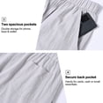 thumbnail image 4 of QPNGRP Men's Linen Shorts Casual Elastic Waist Drawstring Summer Beach Vacation Yoga Shorts with Pockets Light grey S, 4 of 8