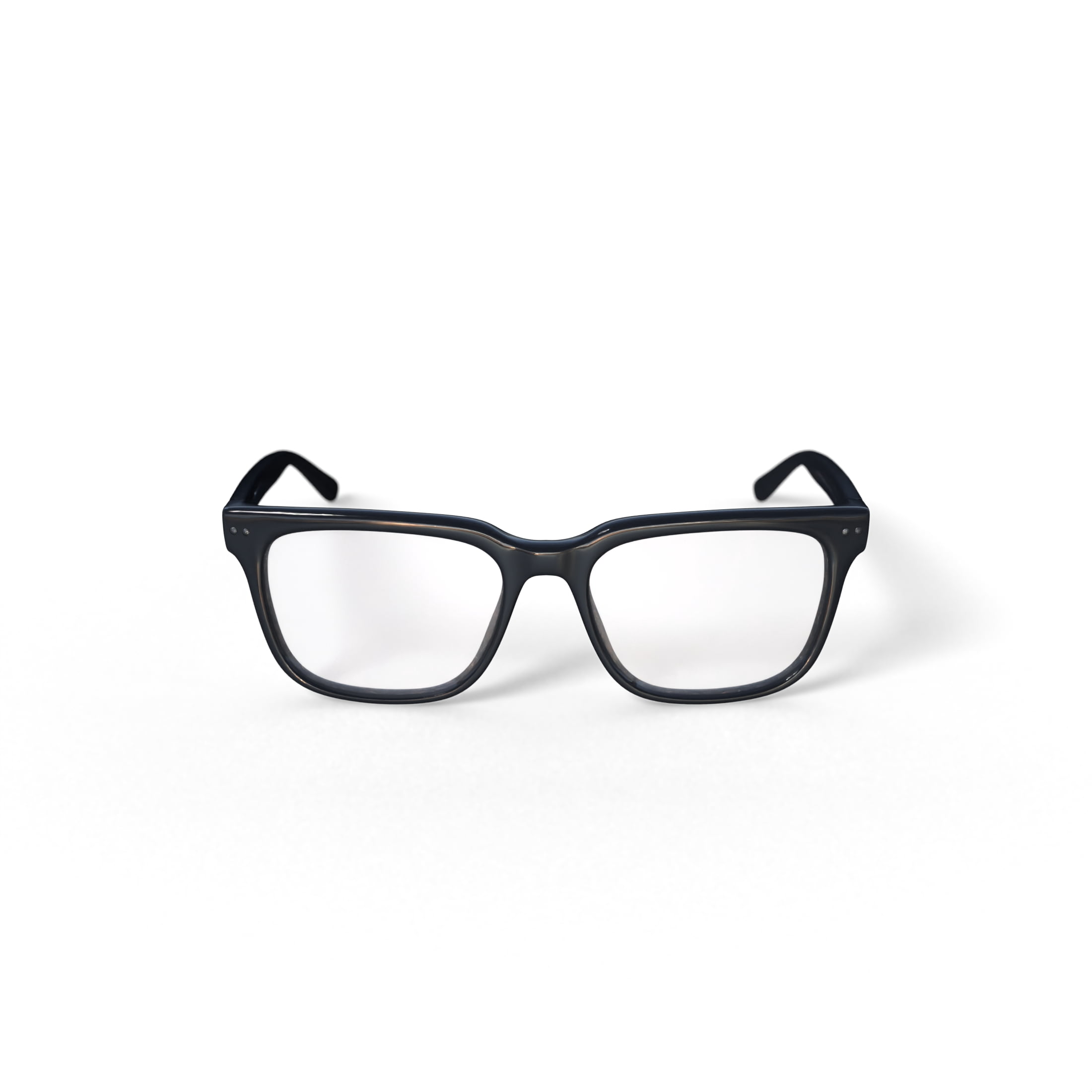 Nuance Audio Unisex Size 54 Prescription Hearing Square Smart Glasses with Charging Case, Shiny Black/Demo Lens