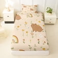 thumbnail image 3 of Erosebridal Cute Capybara Girl Kid Twin Sheet Sets, Flower Floral Bedding, 3-Piece, 3 of 5