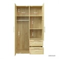 thumbnail image 3 of 70.87" High Wardrobe & Kitchen Cabinet, Freestanding Storage Cabinet with 2 Doors, 3 Adjustable Shelves and 2 Drawers, Modern Wooden Wardrobe Armoire Closet for Bedroom Living Room, Oak, 3 of 7