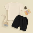 thumbnail image 3 of Bagilaanoe 2pcs Toddler Baby Boy Shorts Set Short Sleeve Letter Print T Shirt Tops + Shorts 1T 2T 3T 4T Kids Casual Summer Clothes, 3 of 8