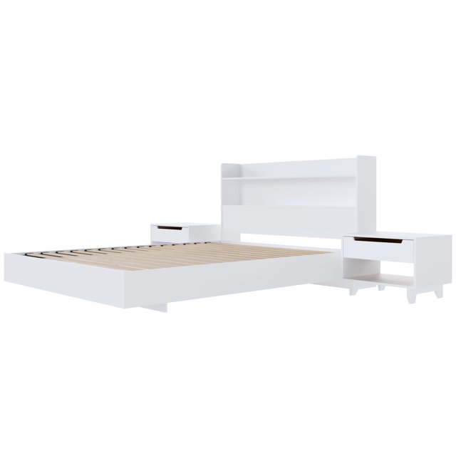 Nexera Harper Ensemble de Chambre à Coucher Plateforme Flottante 4 Pcs, Blanc, Double