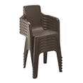 thumbnail image 1 of Set de 6 sillas plásticas resistentes y confortables apilables para interior y exterior comedor patio jardín terraza alberca playa marrón oscuro, 1 of 8