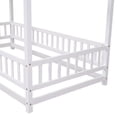 thumbnail image 7 of Twin Size Floor Bed Frame for Kids,Montessori Floor Bed with House Roof Frame and Fence Guardrails,Low Wooden Playhouse Bed for Girls and Boys, White, 7 of 7