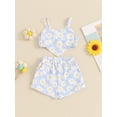 thumbnail image 2 of FEORJGP Kids Girls Summer 2PCS Outfits 1T 2T 3T 4T 5T Toddler Baby Sleeveless Camisoles Vests Daisy Print Heart Cami Tops Elastic Waist Shorts Sets In Fashion Cute Clothes for Daily Vacation, 2 of 7