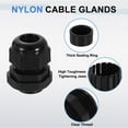 thumbnail image 3 of 6Pack NPT 1/2" Nylon Cable Glands, Waterproof Adjustable Wire Grommet, Black, 3 of 6
