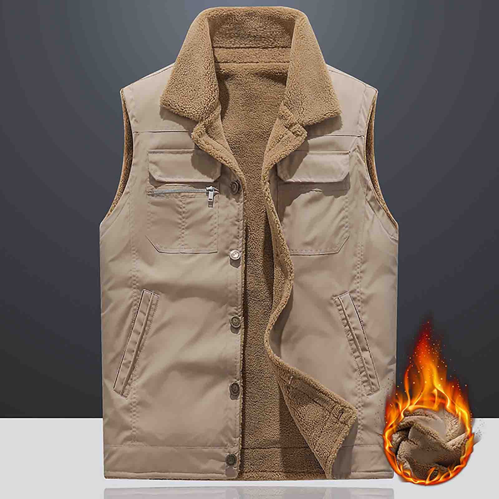 Male Autumn And Winter Cotton Casual Keep Warm Zipper Removable Hooded  Sleeveless Vacation Outdoor Vest Mid Layer 