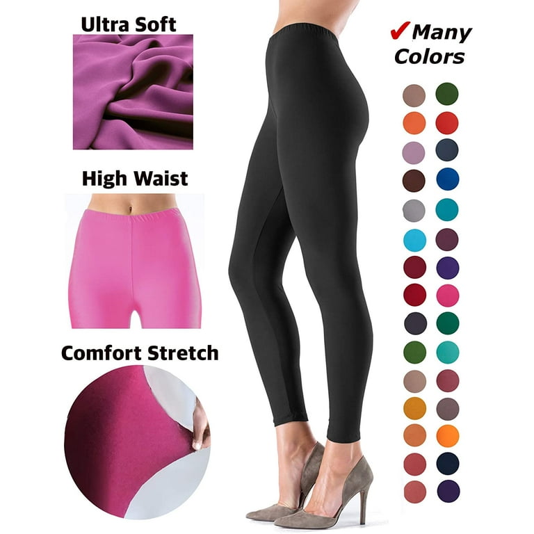 LMB Lush Moda Women's Leggings Basic Polyester - Extra Buttery Soft with  Slimming Fit for Casual Wear, Lounging, Yoga, Exercise and Layering - Many  Colors, Two Pack (Black - Black), XS - M 