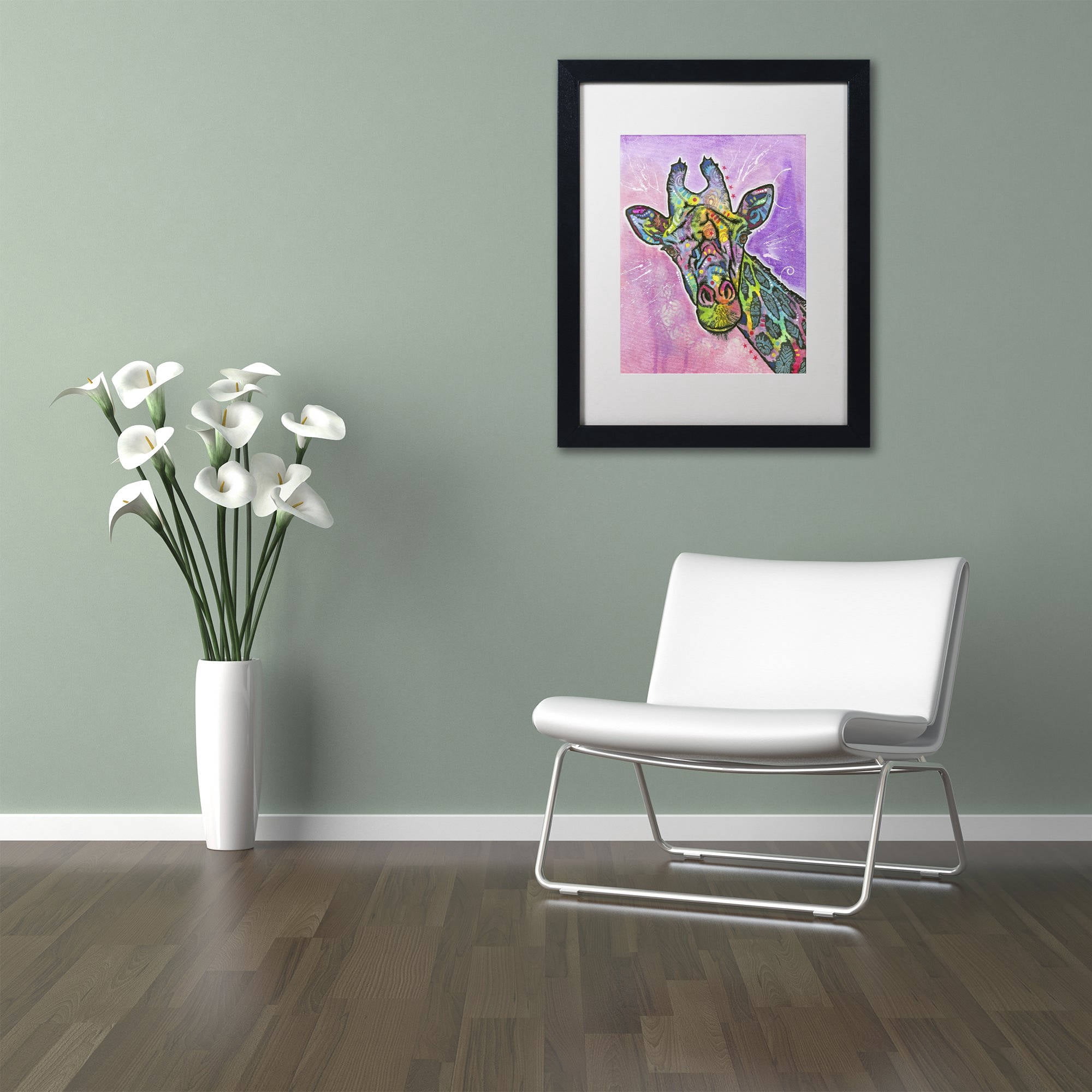 Trademark Fine Art "Giraffe" Canvas Art by Dean Russo, White Matte, Black Frame