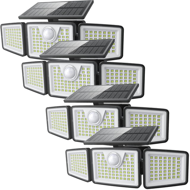 Luces solares daphino 2500LM para exteriores con sensor de movimiento, 4 unidades