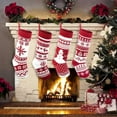 thumbnail image 3 of Knit Christmas Stockings Extra Long Hand-Knitted Red/White Big & Little Reindeer Snowflakes Xmas Tree Holiday Décor, 3 of 7