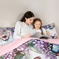 thumbnail image 4 of Erosebridal Flying Butterflies Twin Comforter Sets 3-Piece For Girls,Dreamy Vintage Flowers Bedding Set,Pink Reversible, 4 of 6