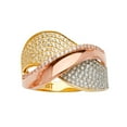 thumbnail image 1 of FB Jewels 14K Yellow White and Rose Three Color Gold Multi Line Micro Pave Cubic Zirconia CZ Ring Size 10.5, 1 of 1