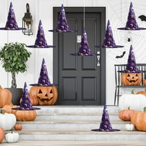 PMU Halloween Party Accessories Decoration Costume Witch Hats Purple/Gold Poloyester Pkg/1
