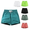 thumbnail image 4 of zeranth Men Summer Shorts Elastic Waist Drawstring Zipper Pockets Running Short Pants Solid Color Wide Leg Quick Drying Sports Travel Shorts, 4 of 7