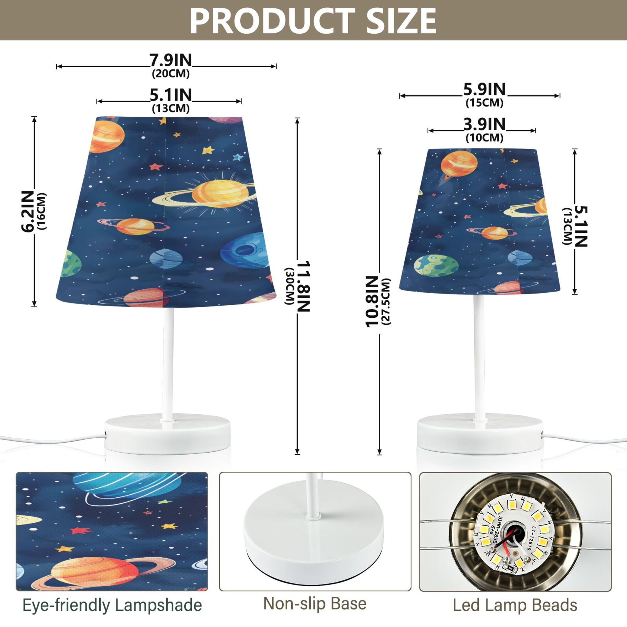 Planets Star Sun Desk Lamp LED Table Nightstand Lamps with 3 Color Temperatures for Home Bedroom Living Room Decor 8x12