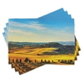 thumbnail image 1 of Ambesonne Landscape Place Mats Set of 4, Italy Farmland Rural, Standard Size, Blue Yellow, 1 of 6