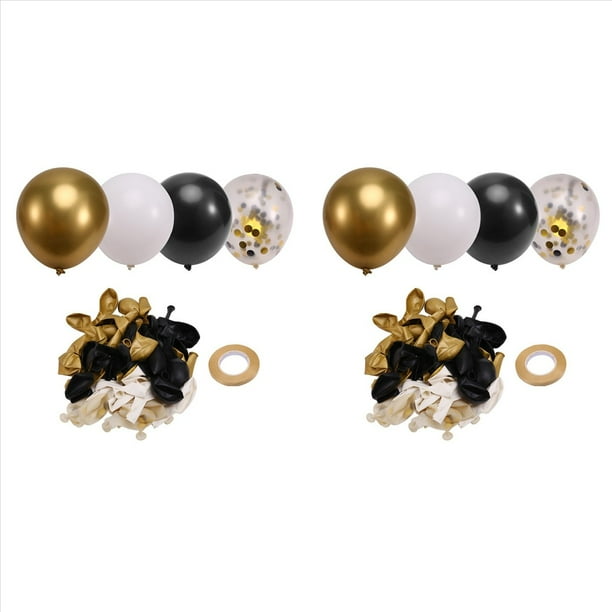 Globos Negros y Dorados, 134 Piezas de 12 Pulgadas, Globos de Confeti Negro, y Dorado para Cumpleaños, Bodas, Año