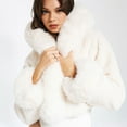 thumbnail image 6 of Olyvenn Women's Cropped Fluffy Faux Fur Jackets with Bid Hood, Luxury Shaggy Furry Winter Coat Open Front Fuzzy Warm Outerwear White L, 6 of 9
