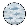 thumbnail image 2 of 36.2 Inch Round Floor Mat Blue and Gray Sharks Pattern Carpet Decor Rug for Living Room Bedroom, 2 of 6