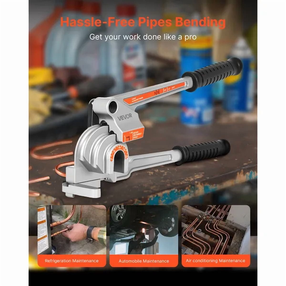 Pipe Tube Bender 1/4 3/8 1/2 OD 3 in 1 Manual 180 Degree Copper Aluminum Pipe Bending Tool for Automotive Repair HVAC Air Conditioning