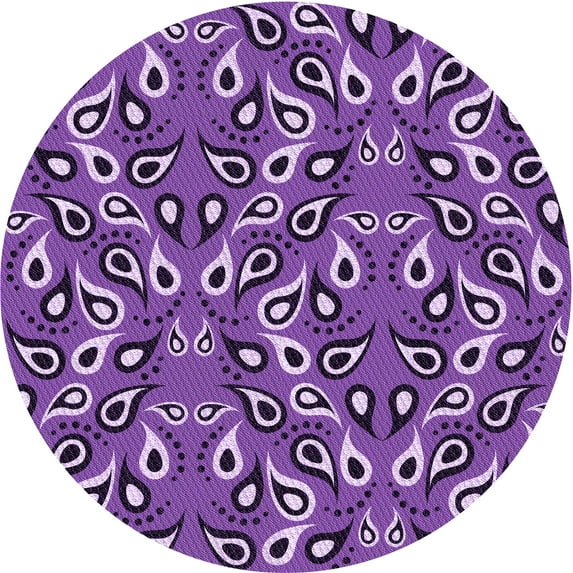 Ahgly Company Machine Washable Indoor Round Transitional Heliotrope Purple Area Rugs, 5' Round