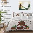 thumbnail image 3 of Christmas Gnome Bedding Duvet Cover Set Full Size 4 Pieces Red Green Winter Dwarfs Xmas Retro Linen Bedding Set with Zipper Closure, 1 Comforter Cover 86x86 Inches 1 Flat Sheet & 2 Pillow Cases, 3 of 7