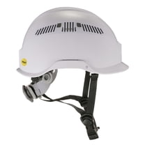 Ergodyne Skullerz 8975 MIPS Safety Helmet, Climbing Style, Construction Vented Hard Hat, Angled Impact Protection, Class C, White, Medium