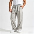 thumbnail image 2 of Aezemi Men Straight Leg Running Pants Fashion Outdoor Elastic Waist Drawstring Workout Long Trousers with Pockets Winter Fall Sports Exercise Trendy Comfy Casual Bottoms L, 2 of 8
