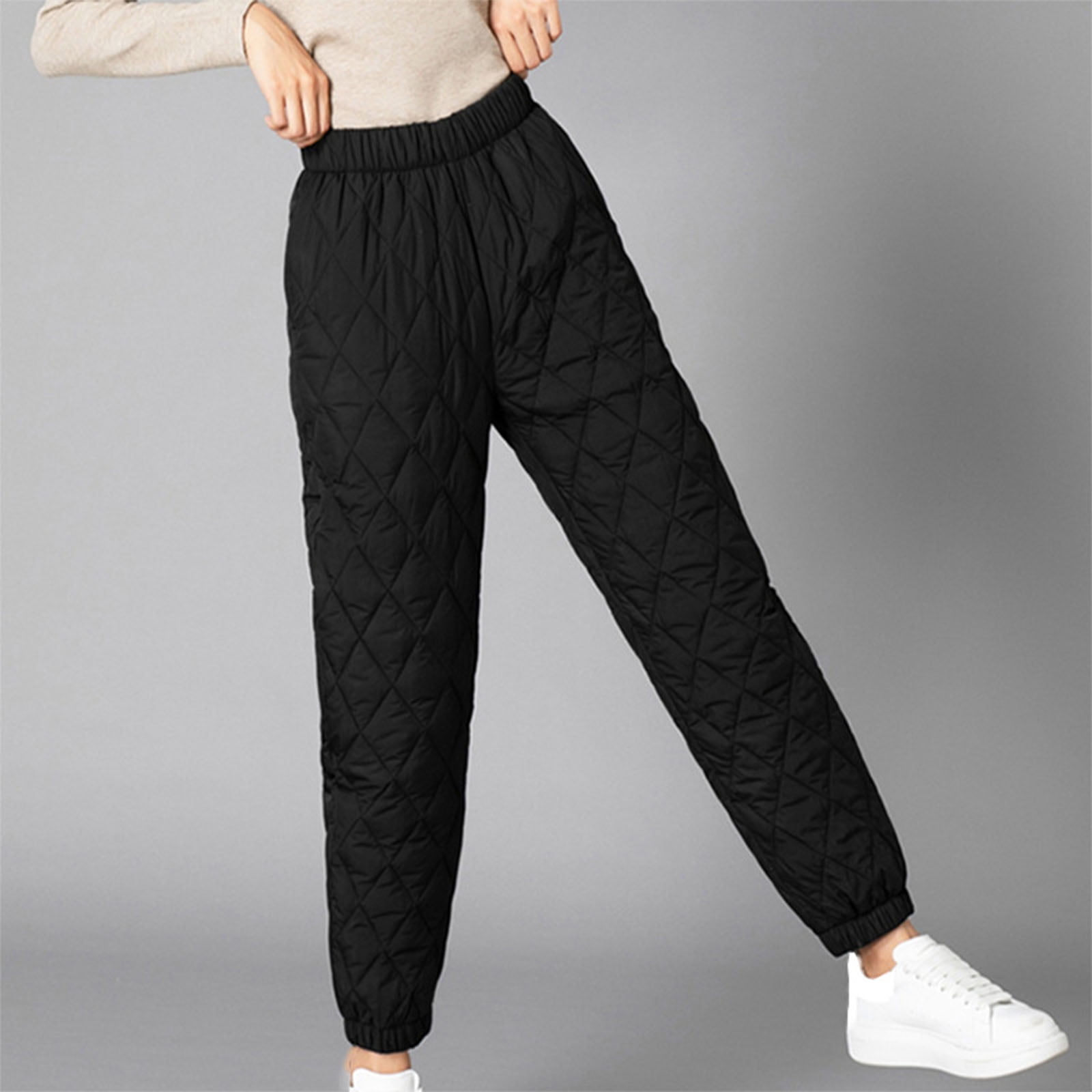 Women's Warm Down Cotton Pants, Winter Down Trousers Elastic  Waist Casual Plaid Sweatpants Padded Quilted Trousers : Clothing, Shoes &  Jewelry