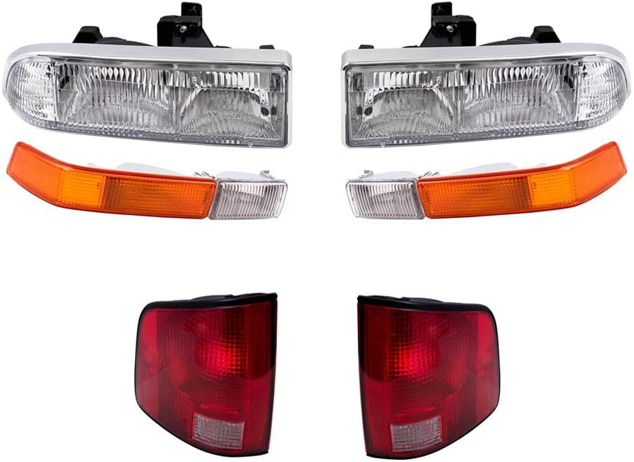 Driver and Passenger Park Signal Front Marker Lights with Fog Lamps Replacement for Chevrolet Pickup Truck SUV 15098271 15098272 