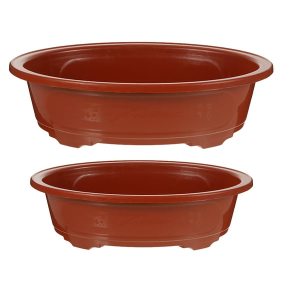 KALLORY Oval Windowsill Planter Plastic 2PCS In Light Brown For