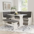 thumbnail image 2 of Linon Natasha Corner Nook Dining Set Charcoal Gray Fabric Seats in White Wood, 2 of 15