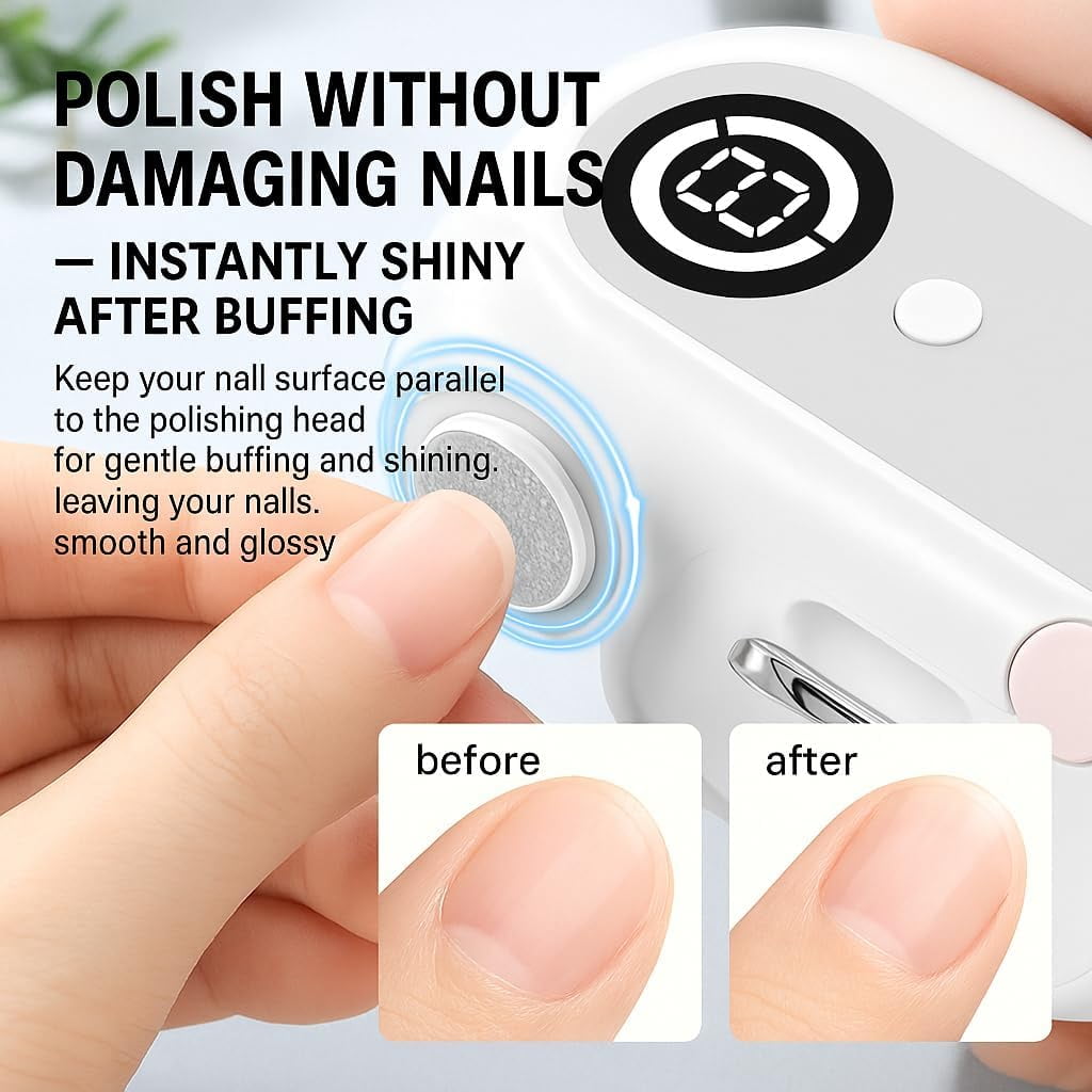 ABPETE Electric Nail Clipper, Automatic 4 in 1 Baby Nail Trimmer and Polisher with LED Light & Nail Storage Box, Electric Nail File with Multiple Speed Gears for Baby, Adults, Senior