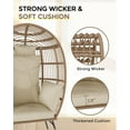 thumbnail image 5 of Emorefun Oversized Egg Chair with Stand, Round Wicker Chair W/Ottoman & Thick Cushion for Indoor Outdoor Patio Porch Backyard, Beige, 5 of 7