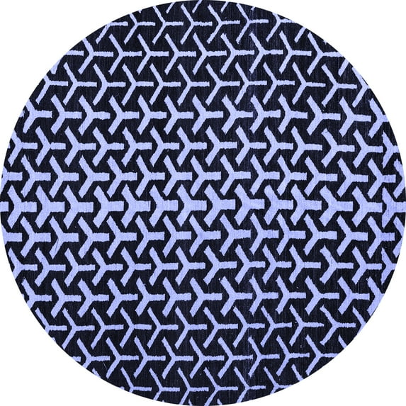 Ahgly Company Indoor Round Abstract Blue Modern Area Rugs, 7' Round