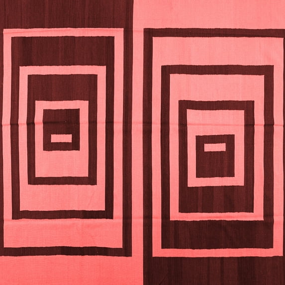 Ahgly Company Indoor Square Abstract Red Contemporary Area Rugs, 7' Square