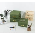 thumbnail image 4 of Green Kraft Paper Storage Boxes Set of 3 with Lids, 4 of 8