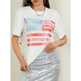 thumbnail image 2 of SUNSIOM Hauts Décontractés pour Femmes 4 Juillet Manches Courtes Col Rond Imprimé Drapeau/nœud T-Shirts Mode Urbaine Blouses, 2 of 6