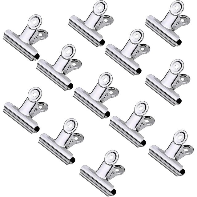 Clips para chips Clips para bolsas Clips para alimentos Clips de acero inoxidable para bolsas Clips de agarre con sello hermético para el hogar, cocina, oficina, escuela (12 piezas