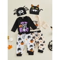 thumbnail image 3 of RUINIXCW Baby Boy Girl My First Halloween Outfit Fall Clothes Funny Pumpkin Ghost Spider Print Crew Neck Long Sleeve Romper Pants and Hat 3 Pcs Set, 3 of 8